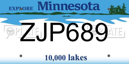 ZJP689 Minnesota License Plate