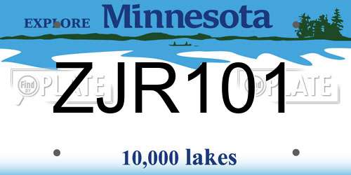 ZJR101 Minnesota License Plate