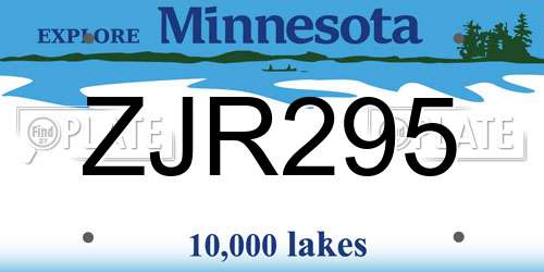 ZJR295 Minnesota License Plate