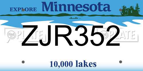 ZJR352 Minnesota License Plate