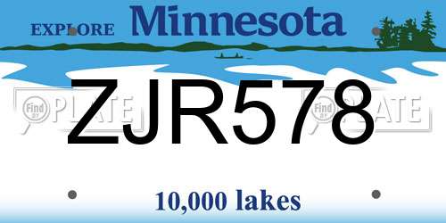 ZJR578 Minnesota License Plate