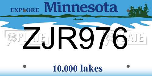 ZJR976 Minnesota License Plate