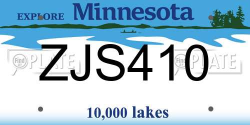 ZJS410 Minnesota License Plate