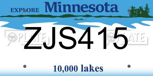 ZJS415 Minnesota License Plate