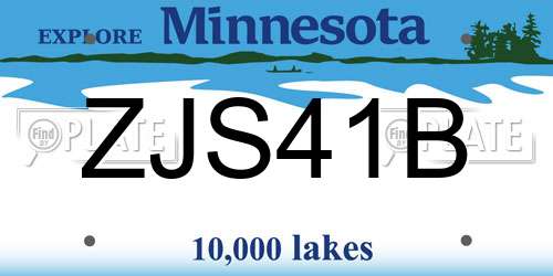 ZJS41B Minnesota License Plate