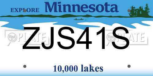 ZJS41S Minnesota License Plate