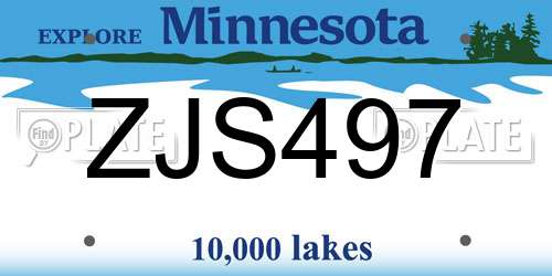 ZJS497 Minnesota License Plate