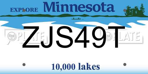 ZJS49T Minnesota License Plate