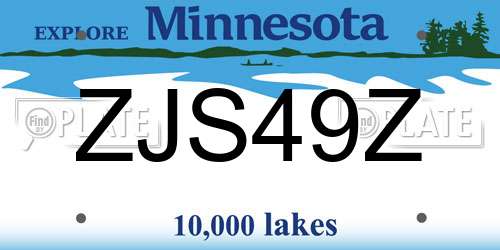 ZJS49Z Minnesota License Plate
