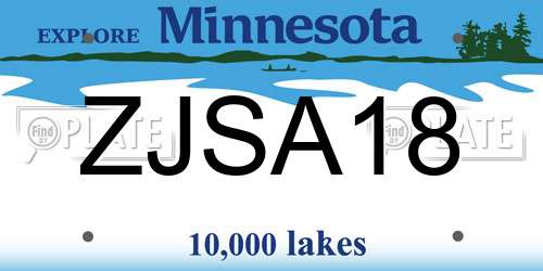 ZJSA18 Minnesota License Plate