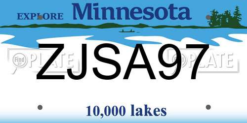 ZJSA97 Minnesota License Plate