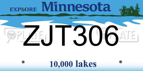 ZJT306 Minnesota License Plate