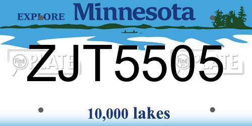 ZJT5505 Minnesota License Plate
