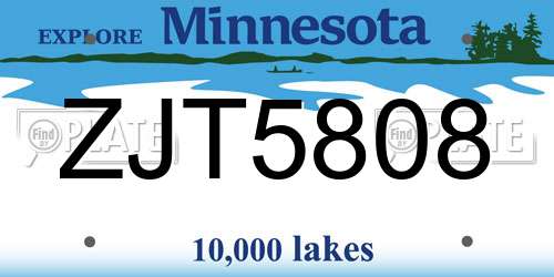 ZJT5808 Minnesota License Plate
