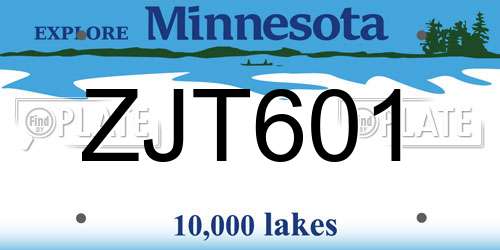ZJT601 Minnesota License Plate