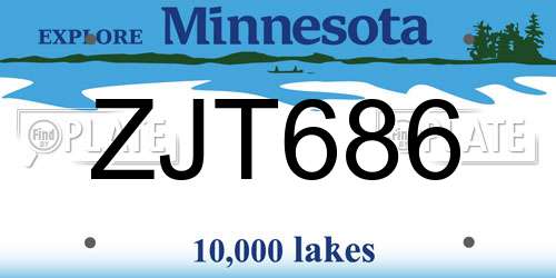 ZJT686 Minnesota License Plate