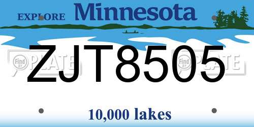ZJT8505 Minnesota License Plate