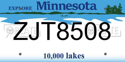 ZJT8508 Minnesota License Plate