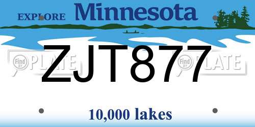 ZJT877 Minnesota License Plate