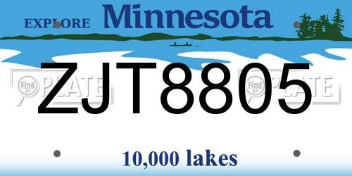 ZJT8805 Minnesota License Plate