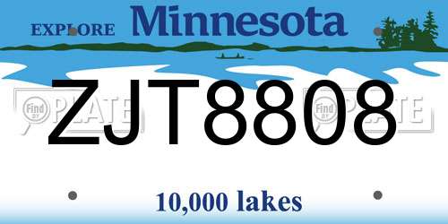ZJT8808 Minnesota License Plate