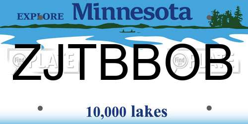 ZJTBBOB Minnesota License Plate