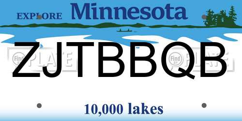 ZJTBBQB Minnesota License Plate