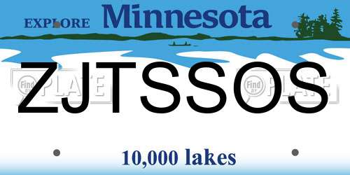 ZJTSSOS Minnesota License Plate