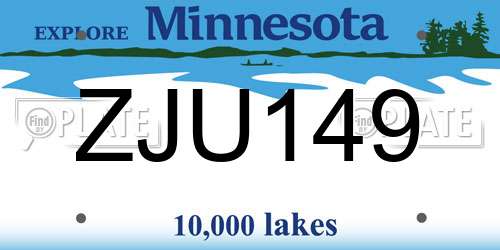 ZJU149 Minnesota License Plate