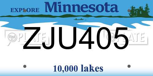 ZJU405 Minnesota License Plate