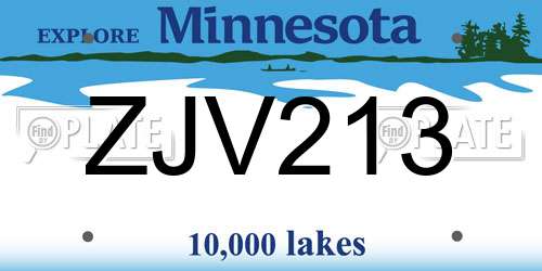 ZJV213 Minnesota License Plate