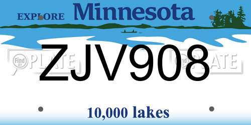 ZJV908 Minnesota License Plate