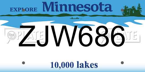 ZJW686 Minnesota License Plate