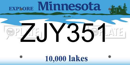 ZJY351 Minnesota License Plate