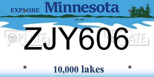 ZJY606 Minnesota License Plate