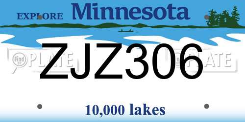 ZJZ306 Minnesota License Plate