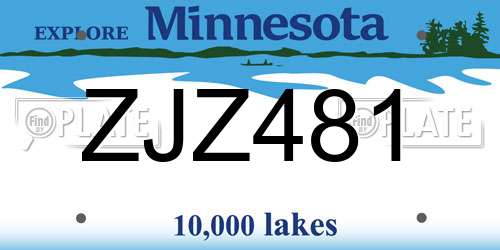 ZJZ481 Minnesota License Plate