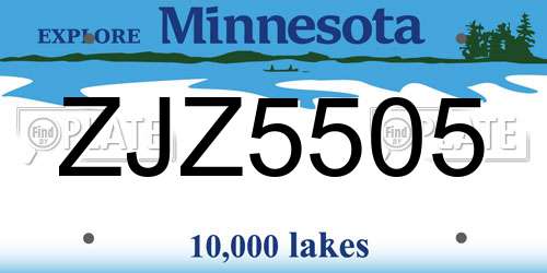 ZJZ5505 Minnesota License Plate