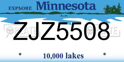 ZJZ5508 Minnesota License Plate