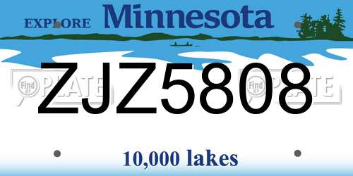 ZJZ5808 Minnesota License Plate