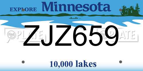 ZJZ659 Minnesota License Plate