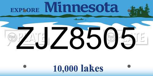 ZJZ8505 Minnesota License Plate