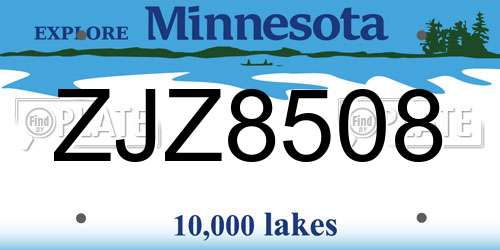 ZJZ8508 Minnesota License Plate