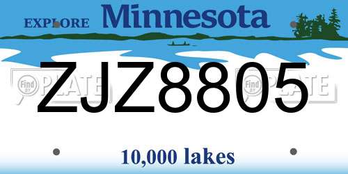ZJZ8805 Minnesota License Plate