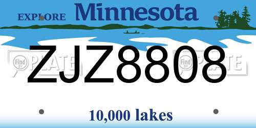 ZJZ8808 Minnesota License Plate