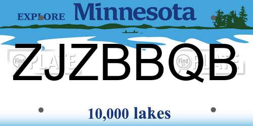 ZJZBBQB Minnesota License Plate