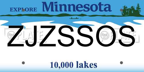 ZJZSSOS Minnesota License Plate
