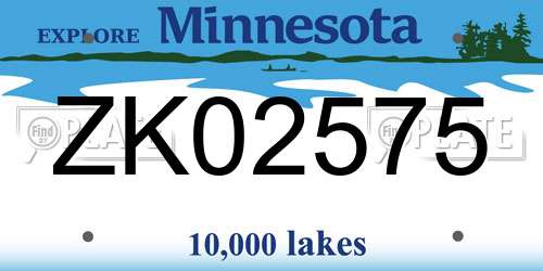 ZK02575 Minnesota License Plate