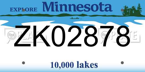 ZK02878 Minnesota License Plate