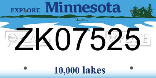 ZK07525 Minnesota License Plate